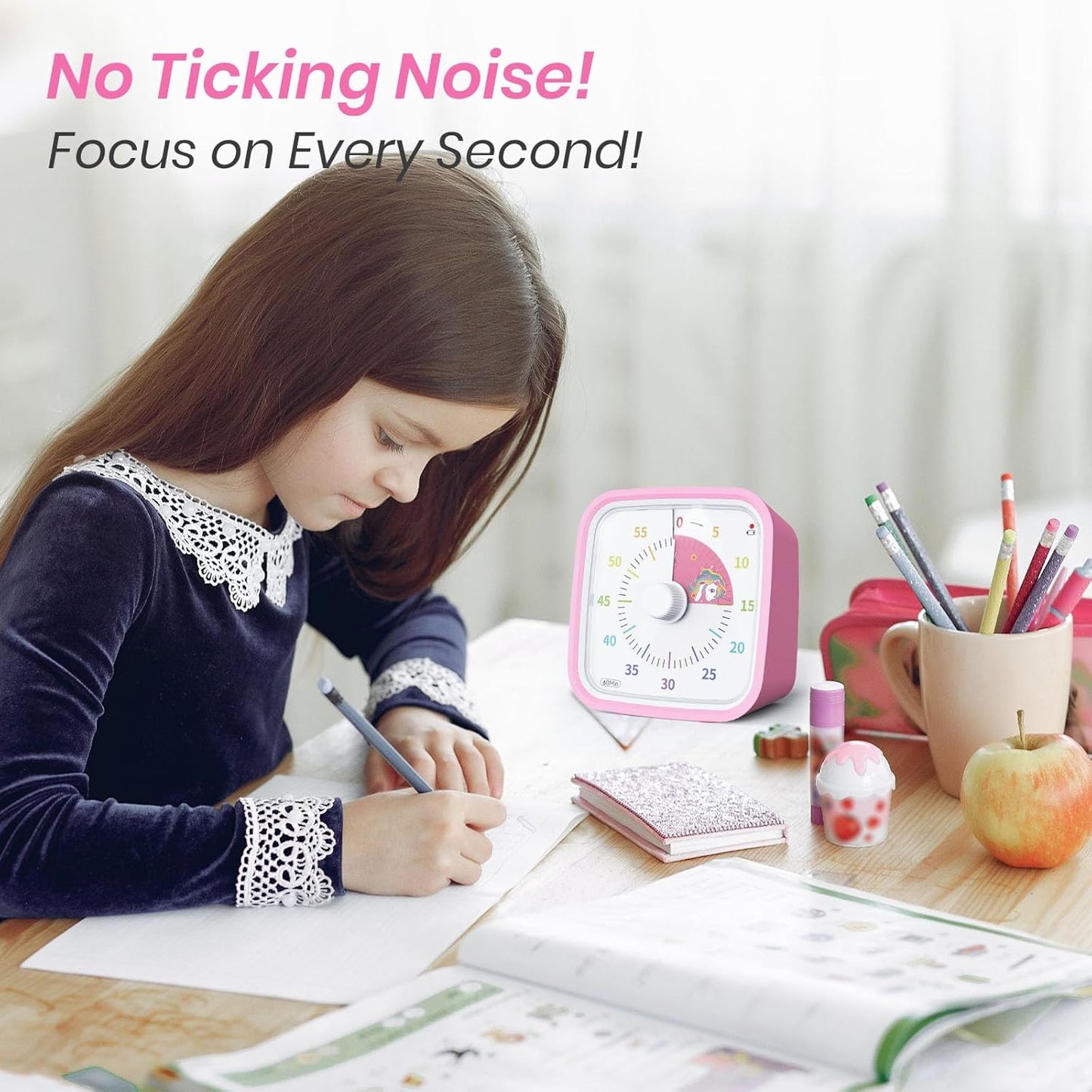 Yunbaoit Visual Timer with Protective Case, Rainbow Disk 60 Minute Countdown Timer for Kids and Adults, Silent Time Management Tool(Blue Rainbow)