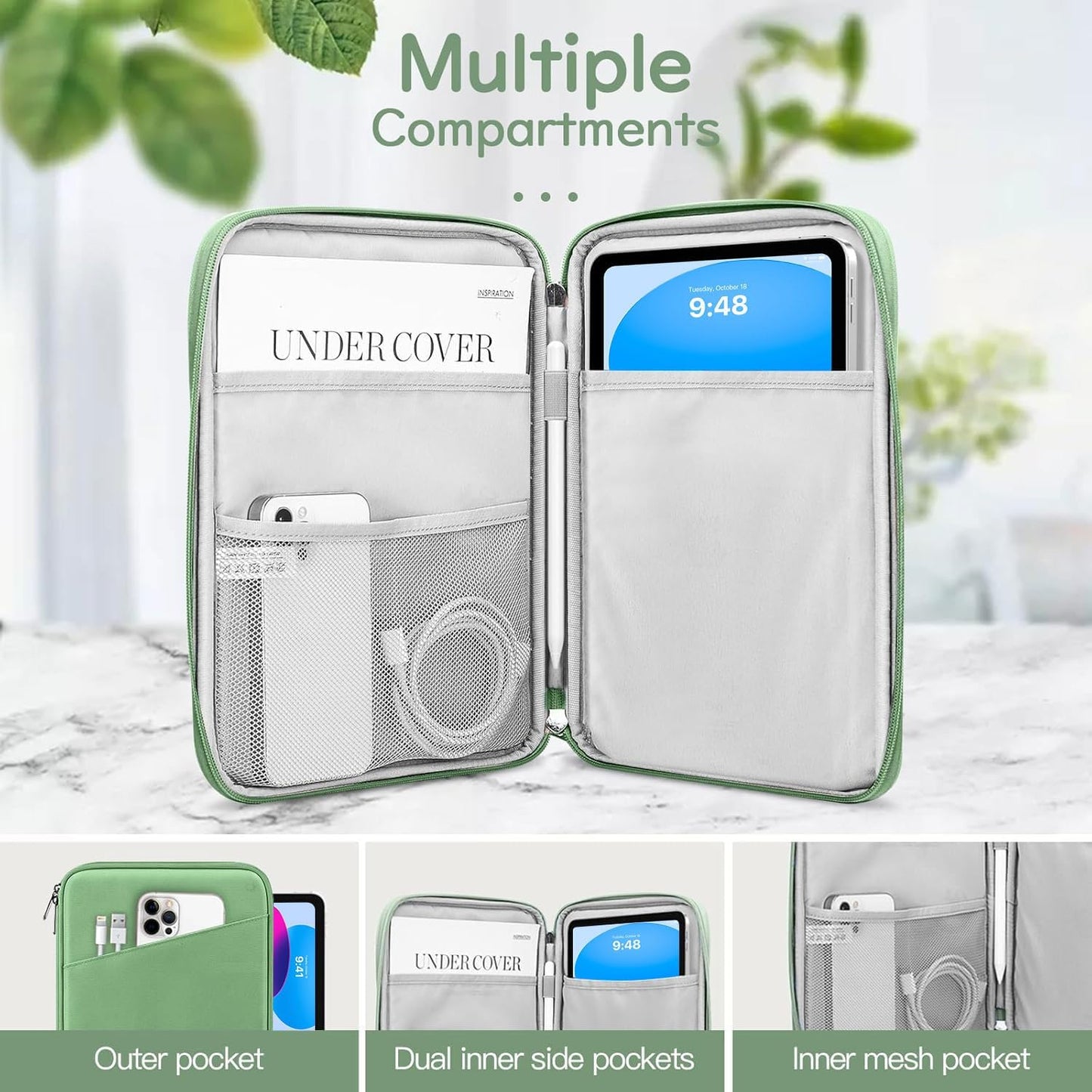 Dadanism 9-11" Tablet Sleeve Bag Carrying Case for iPad (A16) 11th Gen 11", iPad 10th Gen 10.9" Air 5/4, iPad Air M4/Pro 11", iPad 9/8/7th, Galaxy Tab A11+ Plus 11", Remarkable 2 10.3", Black