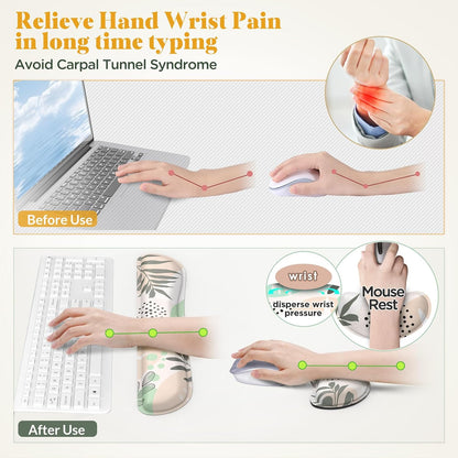 Gimars Upgrade Enlarge Silky and Superfine Fabric Gel Memory Foam Keyboard Wrist Rest Set, Ergonomic Keyboard Mouse Wrist Support for Typing Pain Relief, Comfort for Office, Gaming, Computer, Black