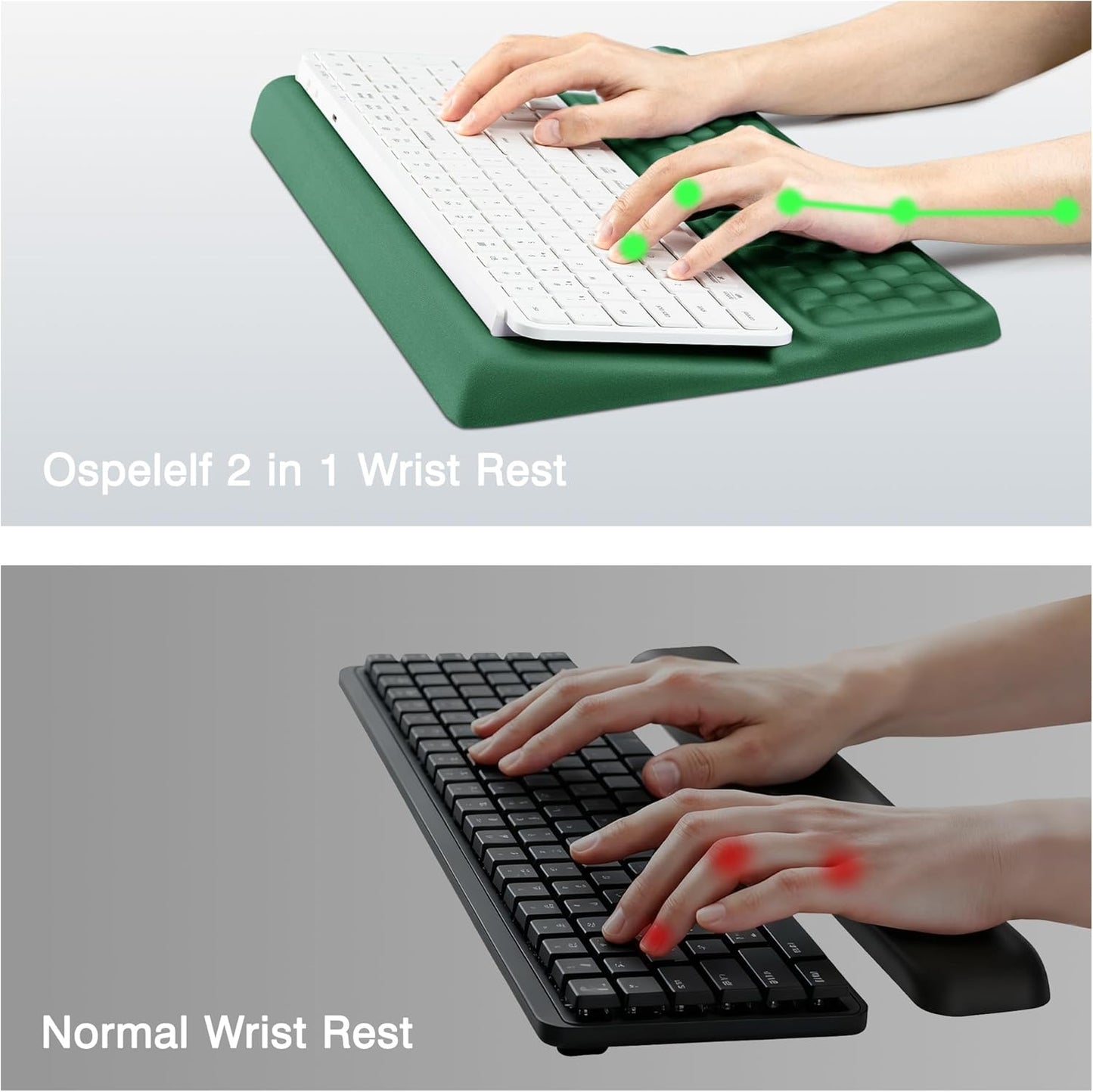 Ospelelf Tilt Keyboard Stand with Wrist Rest, Comfy Ergonomic Keyboard Riser Holder for Office Home