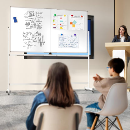 Large Whiteboard Easel with Stand, 36" x 24" Portable Standing Magnetic Dry Erase White Board, 3' x 2' Tripod Height Adjustable Flip Chart Easel for Home Office Classroom School, Silver
