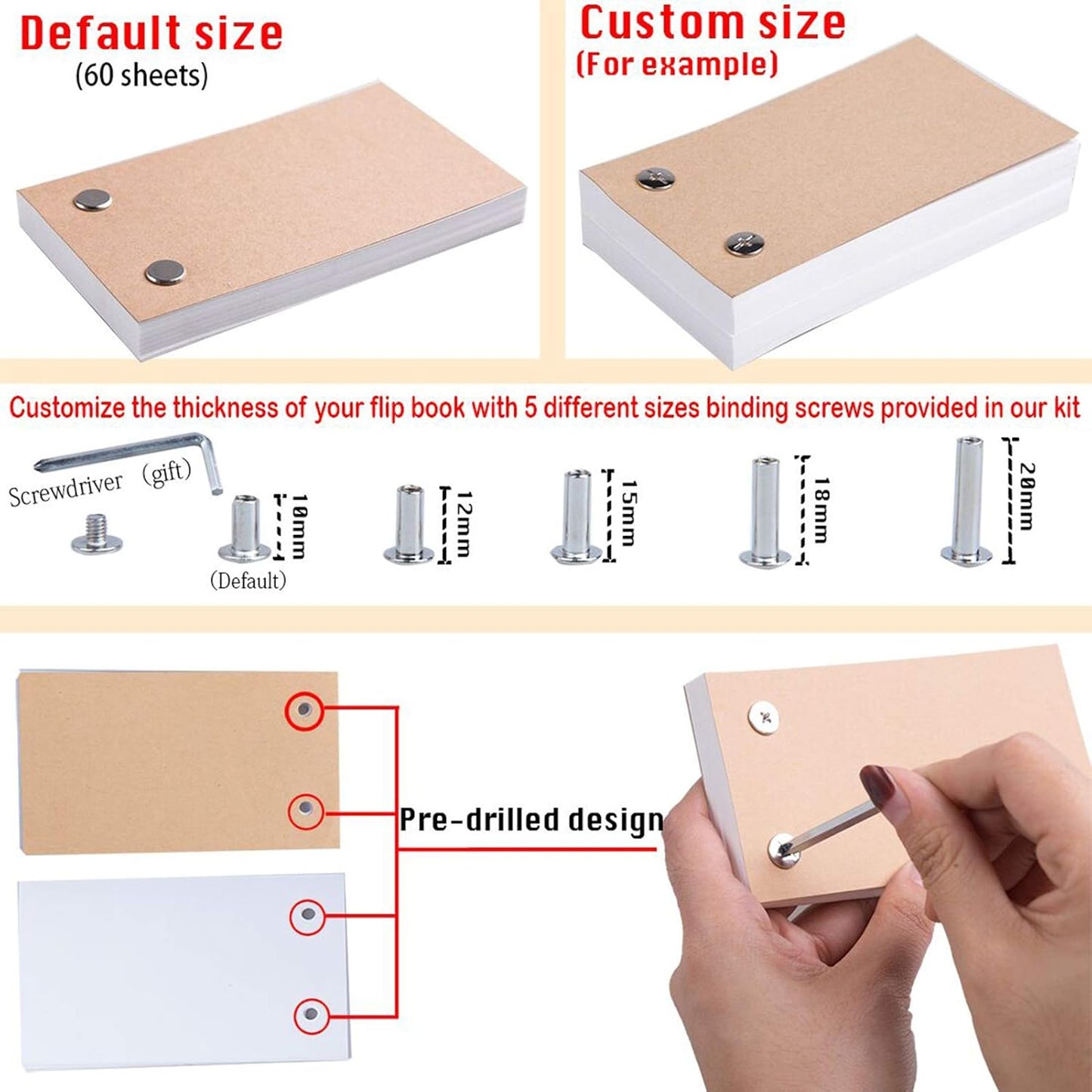 Flip Book Kit, Neeho Flipbook Kit with Light Pad for Drawing and Tracing with 300 Sheets Premium Pre-drilled Flipbook Paper, LED Lightbox for Making Animation Flipbooks with Binding Screws