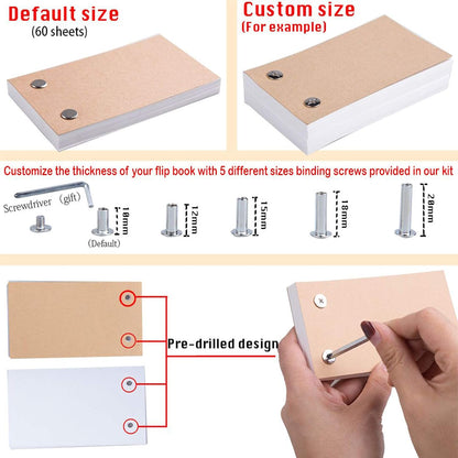 Flip Book Kit, Neeho Flipbook Kit with Light Pad for Drawing and Tracing with 300 Sheets Premium Pre-drilled Flipbook Paper, LED Lightbox for Making Animation Flipbooks with Binding Screws