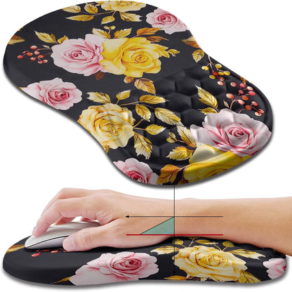 Hokafenle Ergonomic Mouse Pad Wrist Support, Wrist Rest Mousepad for Carpal Tunnel Pain Relief with Integrated Memory Foam Slope Massage Bulge (11.8x7.9 inch,Topographic Contour)