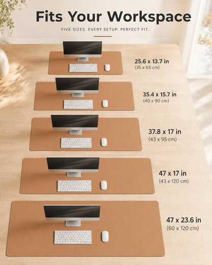 Aothia Dual-Sided Desk Pad - 25.6x13.7 inches Leather Desk Mat, Natural Cork Desk Pad Protector, Large Mouse Pad for Desk, Waterproof Desk Blotter Pad, Desk Writing Pad for Office Work/Home, Black