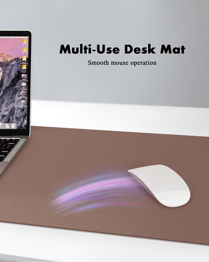 YSAGi Double-Sided Desk Pad, 31.5"x15.7"Leather Desk Mat, Eco Cork Desk Pad Protector,Large Mouse Pad,Waterproof Desk Blotter for Office/Home(Coffee)