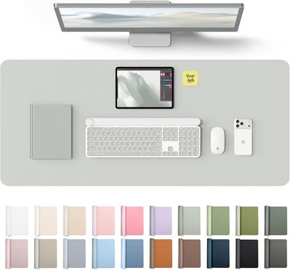 YSAGi Leather Desk Pad Protector, Large Mouse Pad, Non-Slip PU Leather Desk Blotter, Waterproof Writing Pad for Office and Home (31.5" x 15.8", Eggshell) - Colors A