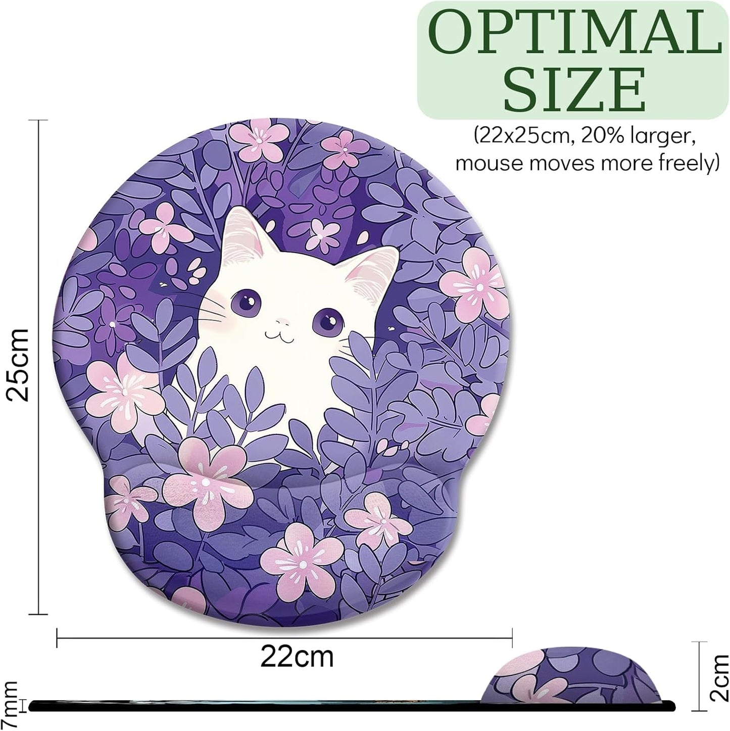 LIMKRIAN Cat Ergonomic Mouse Pad with Wrist Rest, Gaming Mouse Pad with Wrist Support, Funny Mouse Pads for Desk, Computer Mousepad with Non-Slip Pain Relief PU Base, Cute Office Desk Accessories