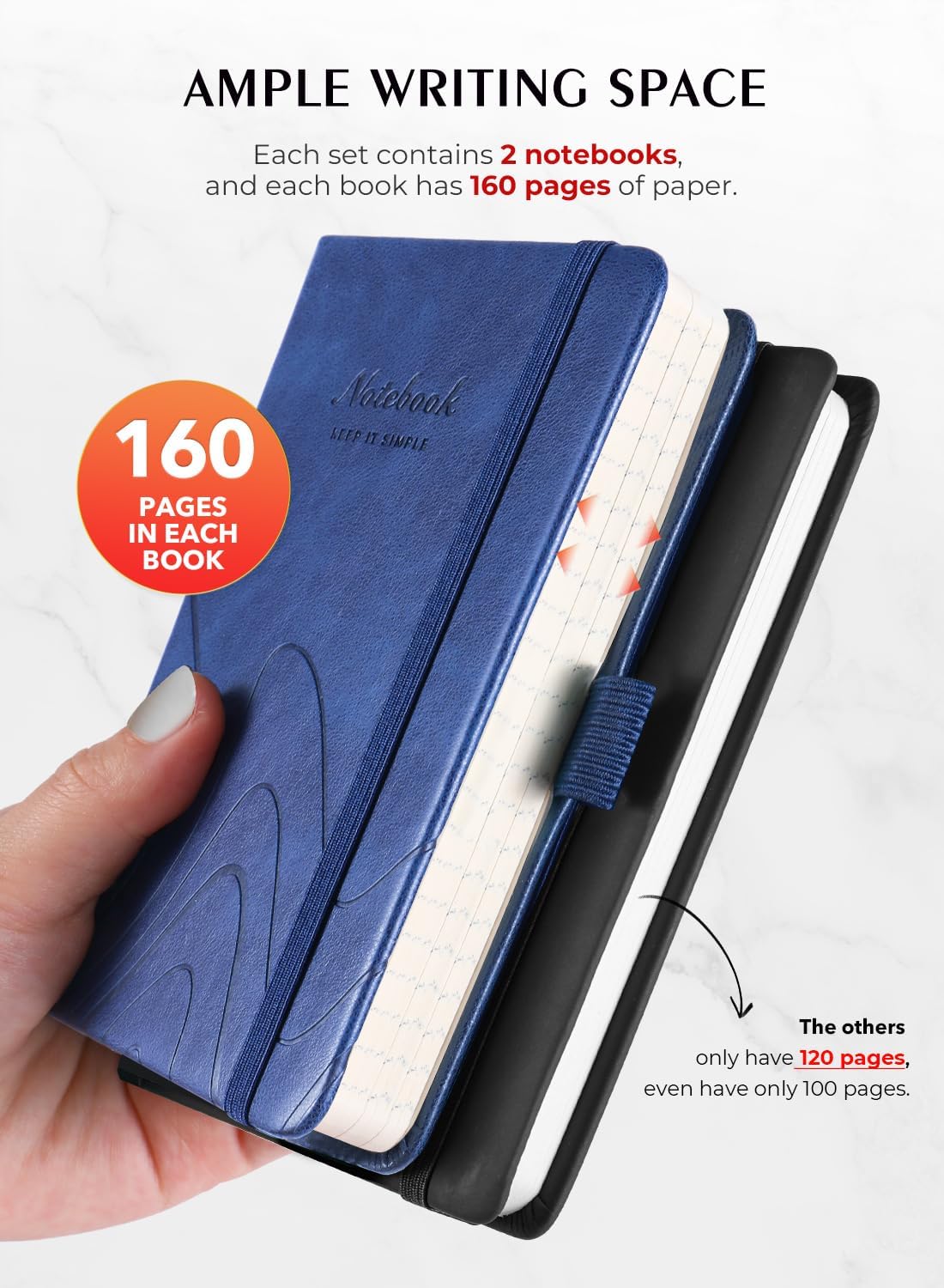 AISBUGUR Pocket Notebook, Small Notebook, 2-Pack Total 320 Pages,3.7" x 5.7" Pocket Notebook (2 Pack, Black1)