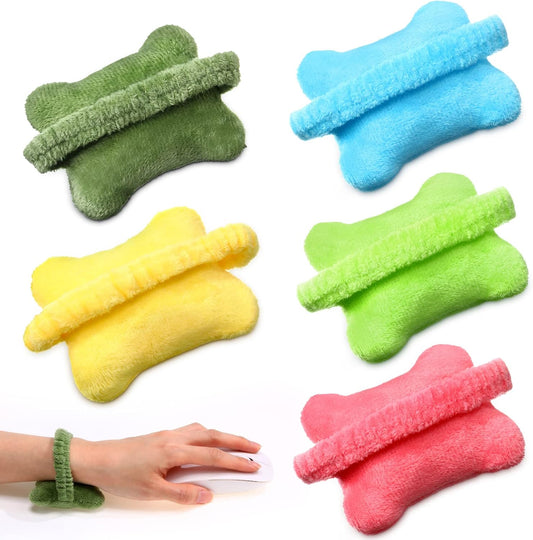 5 Pcs Wearable Mouse Pillow Rest for Wrist 5 Colors Comfortable Wrist Rest Hand Support Cushion for Laptop Keyboard Typing Computer Gaming Soft Palm Protector, PP Cotton