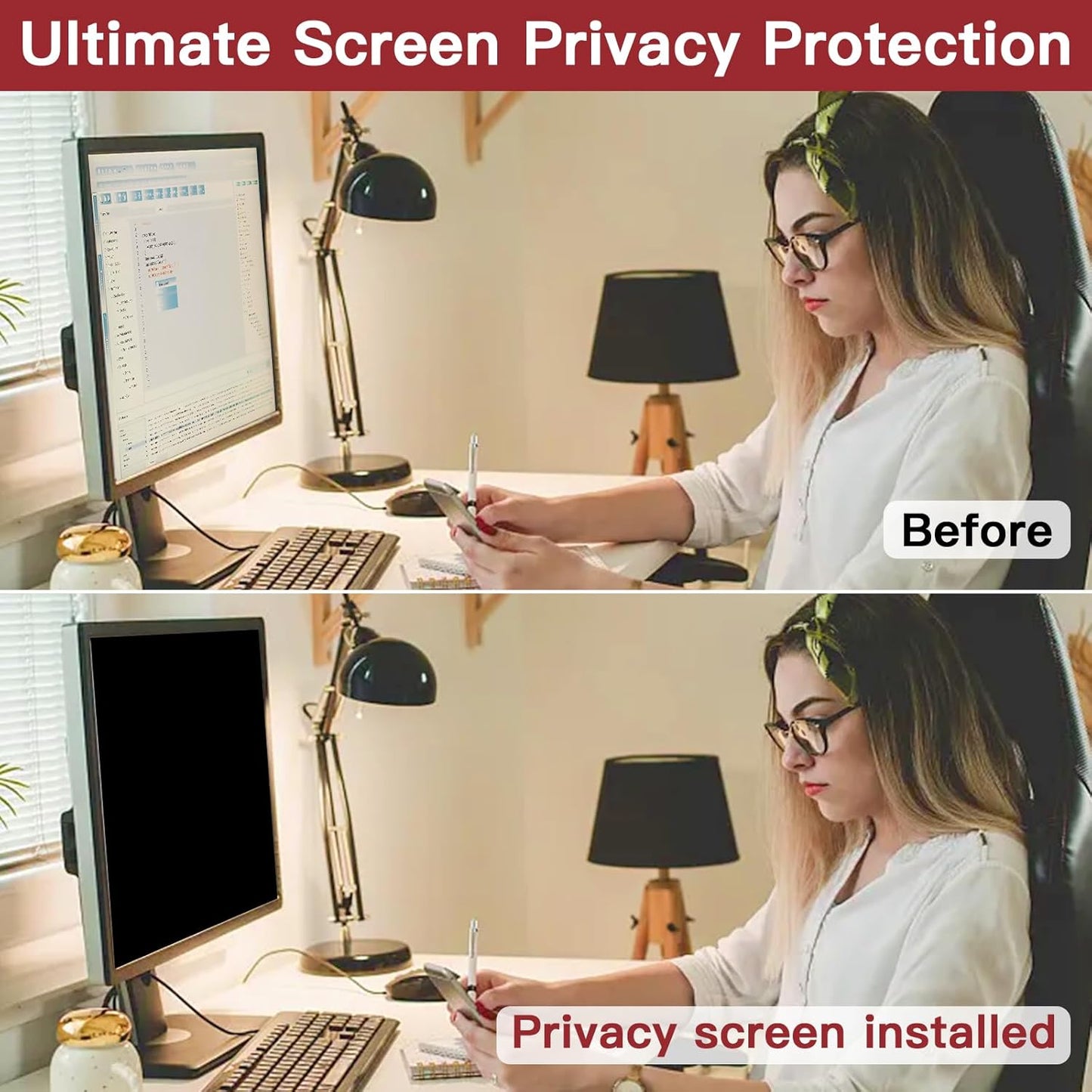 2-Pack Privacy Screen Compatible with MacBook Air 13 Inch (2018, 2019, 2020, 2021, M1), Matte Laptop Privacy Screen Anti Glare Blue Light Filter for Mac 13In