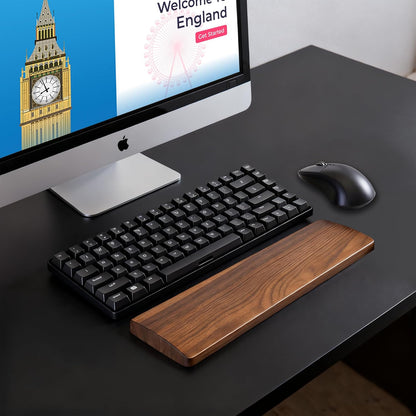 87 Keys Keyboard Wrist Rest - Ergonomic Walnut Wood Palm Rest for Mechanical Keyboard, Non-Slip, Comfortable Typing and Gaming (87 Keys) ﻿