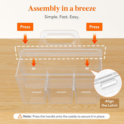 Lifewit 2 Pcs Plastic Caddy Organizer with Handle, Portable Art Supply Storage for Craft Supplies, Cosmetics, Holds Pencil, Crayon, Brushes, Hair Product, Dorm Shower Caddy, Clear, 25 x 15x 17cm
