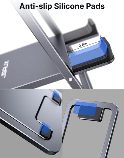 JSAUX Universal Tablet Stand, Portable Foldable Tablet Holder for Desk Compatible with iPad mini/Air, Samsung Galaxy Tab, Kindle Fire, Steam Deck, Switch 2, ROG Ally, iPhone and Other Tablets-Gray