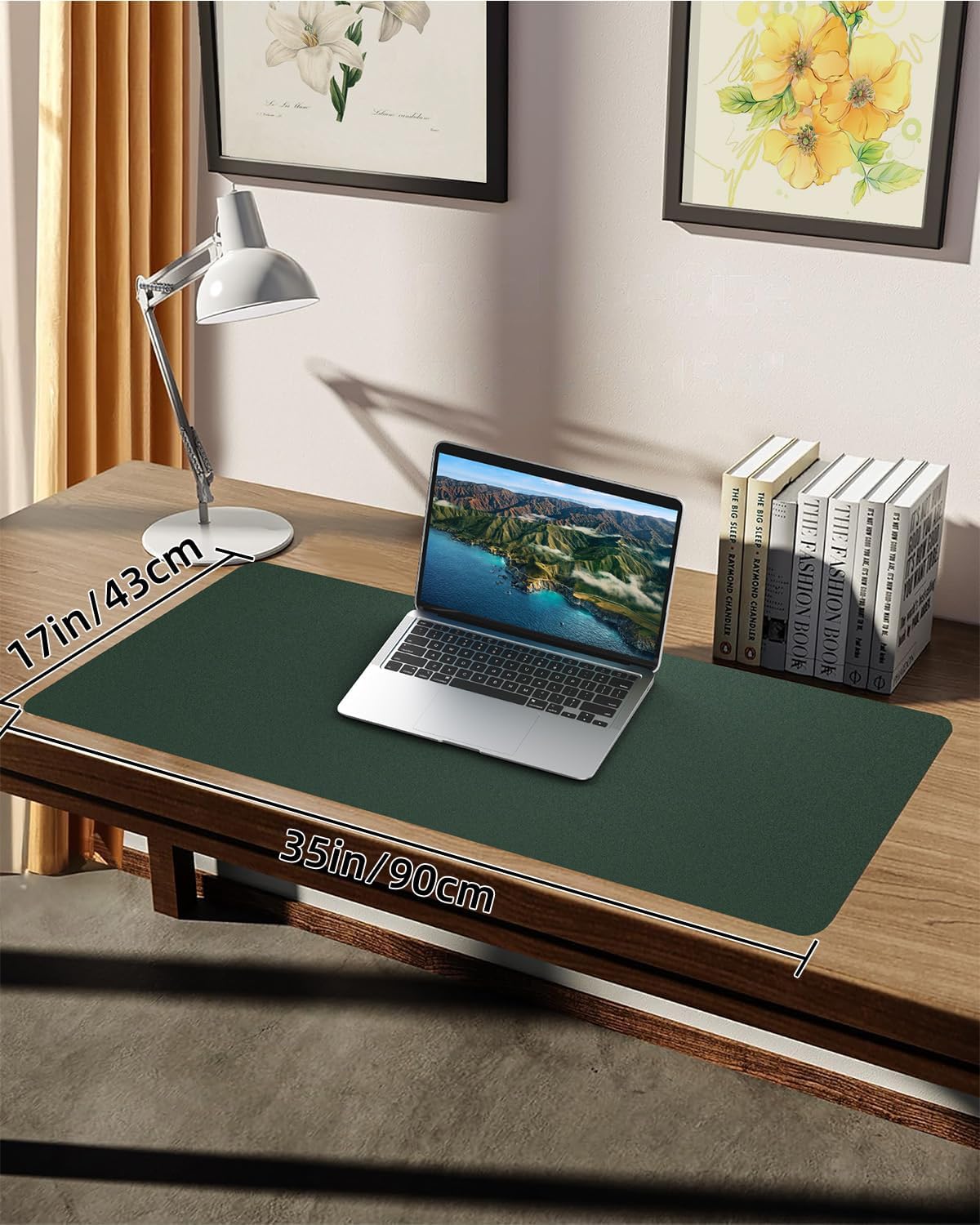 Leather Desk Pad Protector, Office Desk Mat, Large Mouse Pad, Non-Slip PU Leather Desk Blotter, Laptop Desk Pad Desk Accessories for Office and Home (Black, 40" x 17")