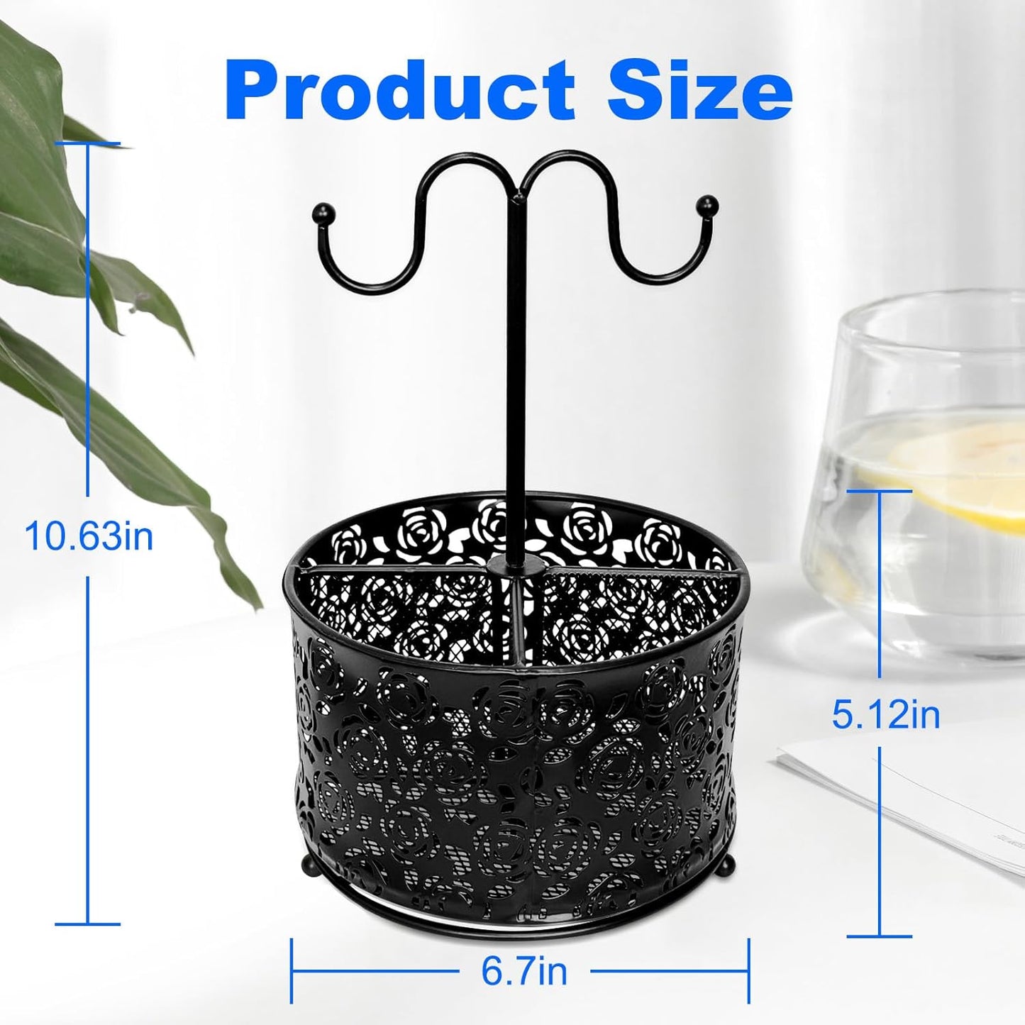 360 Degree Rotate Pen Holder for Desk Mesh Desk Pen Organizer Pencil Holder Large Capacity Accessories & Workspace Organizers for School,Home (Black, No hook)