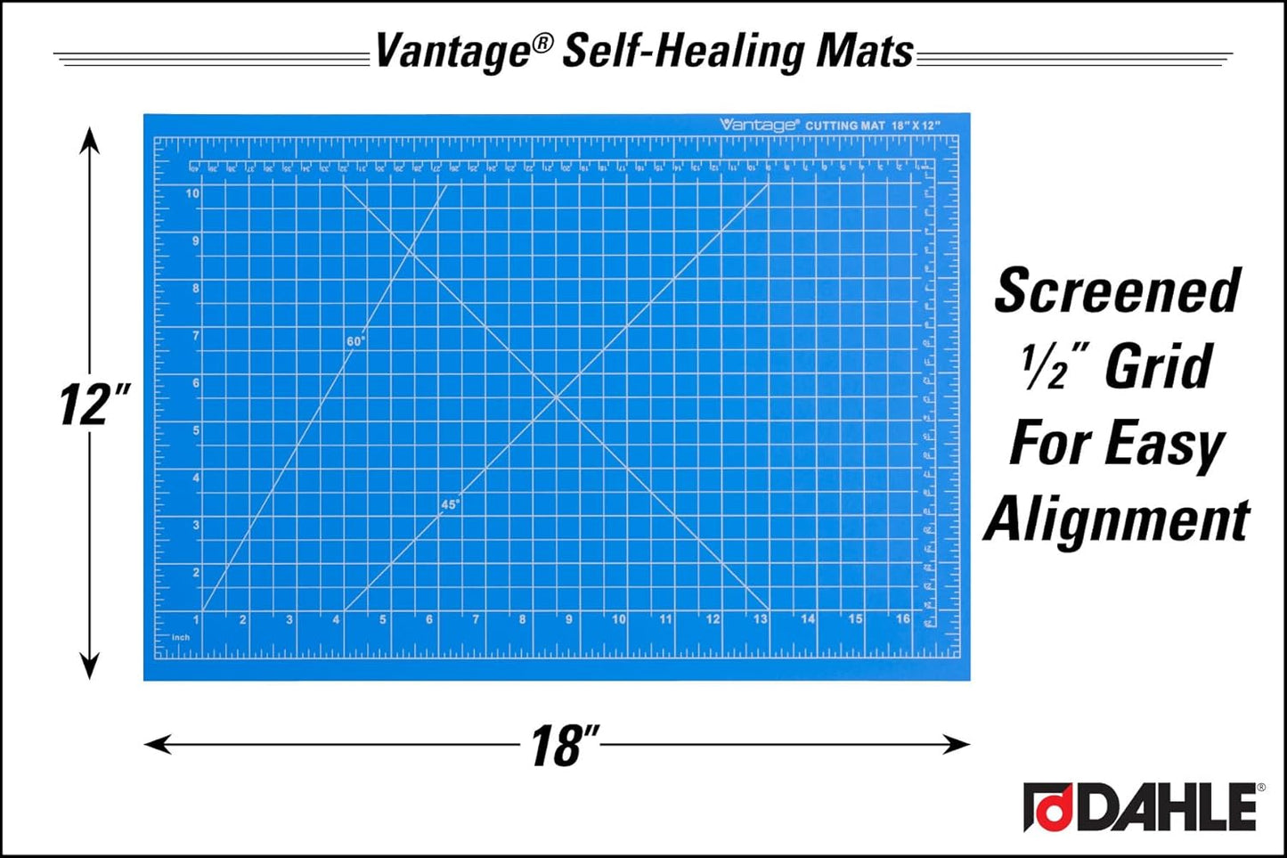 Dahle Vantage 10670 Premium Self-Healing Cutting Mat, 9"x12", 1/2" Grid, 5 Layers for Max Healing, Perfect for Crafts & Sewing, Black