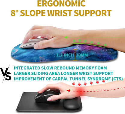 Hokafenle Ergonomic Mouse Pad Wrist Support, Wrist Rest Mousepad for Carpal Tunnel Pain Relief with Integrated Memory Foam Slope Massage Bulge (11.8x7.9 inch,Topographic Contour)