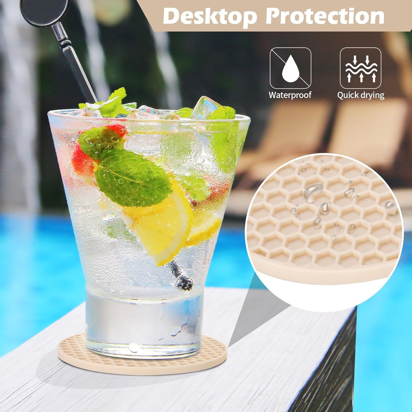 TWTLi Silicone Coasters Set of 8 with Holder,Coasters for Drinks,Beer,Coffee Coasters,Suitable for Kinds Cups,Hot or Cold,Anti-SLI,Non-Stick,Anti-Overflow Tabletop Protection and Decor (8 Pcs, Black)