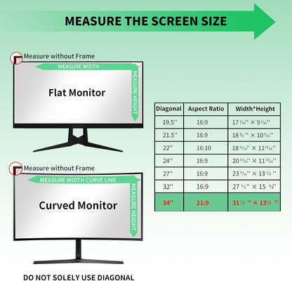 2 Pack- 27 Inch Curved Computer Privacy Screen Filter for 16:9 Widescreen Computer Screen Protector Computer Screen Privacy Shield Anti Glare and Blue Light