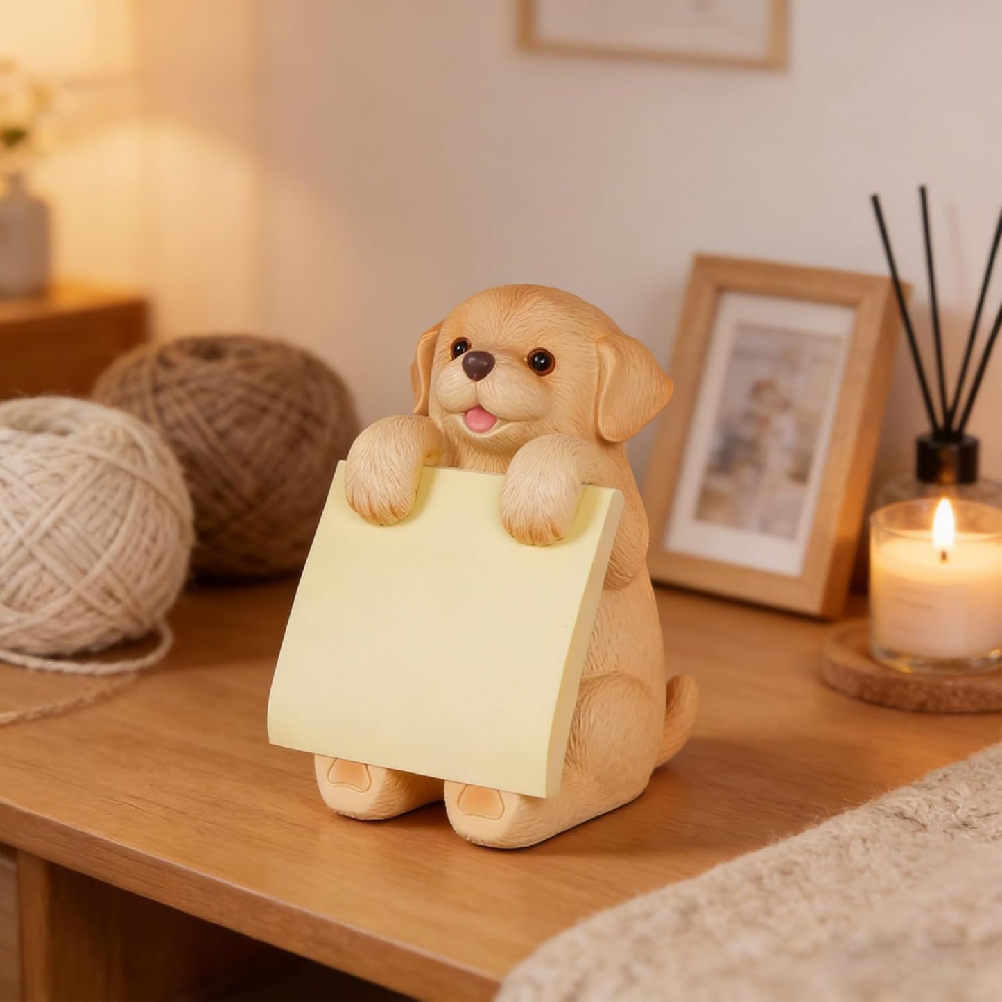 Highland Cow Pop-up Sticky Note Dispenser, Includes 1 Pad of 3x3 in Super Sticky Notes, 100 Sheets, Resin Cute Handmade Desk Holder for Office & Home-Beige