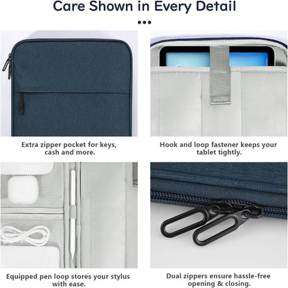 Dadanism 9-11 Inch Tablet Sleeve Padded Carrying Case for iPad (A16) 11th Gen 11", iPad 10th Gen 10.9", iPad Air M4/Pro M5 11", iPad Air 5/4, iPad 9/8/7th Gen, Galaxy Tab A11+ Plus 11", Blue