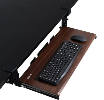 VIVO Large Height Adjustable Under Desk Keyboard Tray, C-clamp Mount System, 27 (33 Including Clamps) x 11 inch Slide-Out Platform for Typing, White, MOUNT-KB05HW