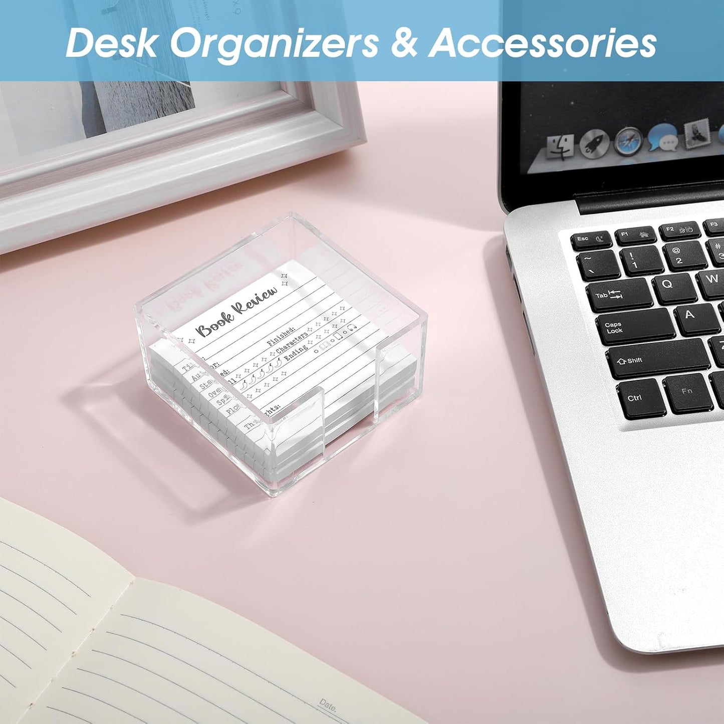 Grevosea Clear Acrylic Sticky Note Holder, 3.2 X 3.2 Inch Notepad Dispenser Self Stick Notes Pad Dispenser Desk Organizer Accessories for Office School Home Desk Organizer