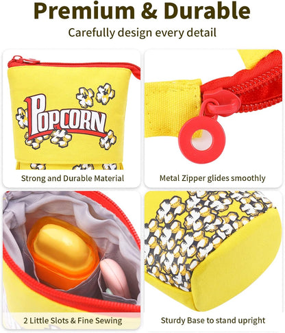 Sooez Standing Pencil Case, Cute Stand up Pencil Pouch, Telescopic Pen Pouch, Portable Pencil Holder, Kawaii Stand up Pencil Case, Spacious Pencil Pouch Bag for School Office Supplies, Black