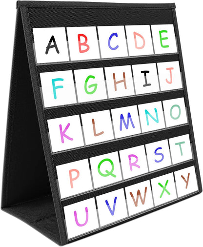 EAMAY Magnetic Desktop Tabletop Stands Pocket Chart Foldable Small Dry Erase Board Classroom Tool for Kids Education (12W*15L, Magnetic)