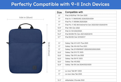Dadanism 9-11 Inch Tablet Sleeve Bag Carrying Case with Shoulder Strap for iPad (A16) 11", iPad 10th Gen 10.9", iPad Air M4/Pro M5 11", iPad 9/8/7th 10.2", Galaxy Tab A11+ Plus 11", Cloudy Pink