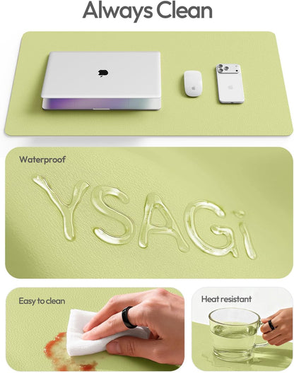 YSAGi Leather Office Desk Pad Protector, Large Mouse Pad, Non-Slip, PU Leather, Laptop Desk Blotter, Waterproof Writing Pad for Office and Home, Black, 23.6" x 13.8" - Colors A