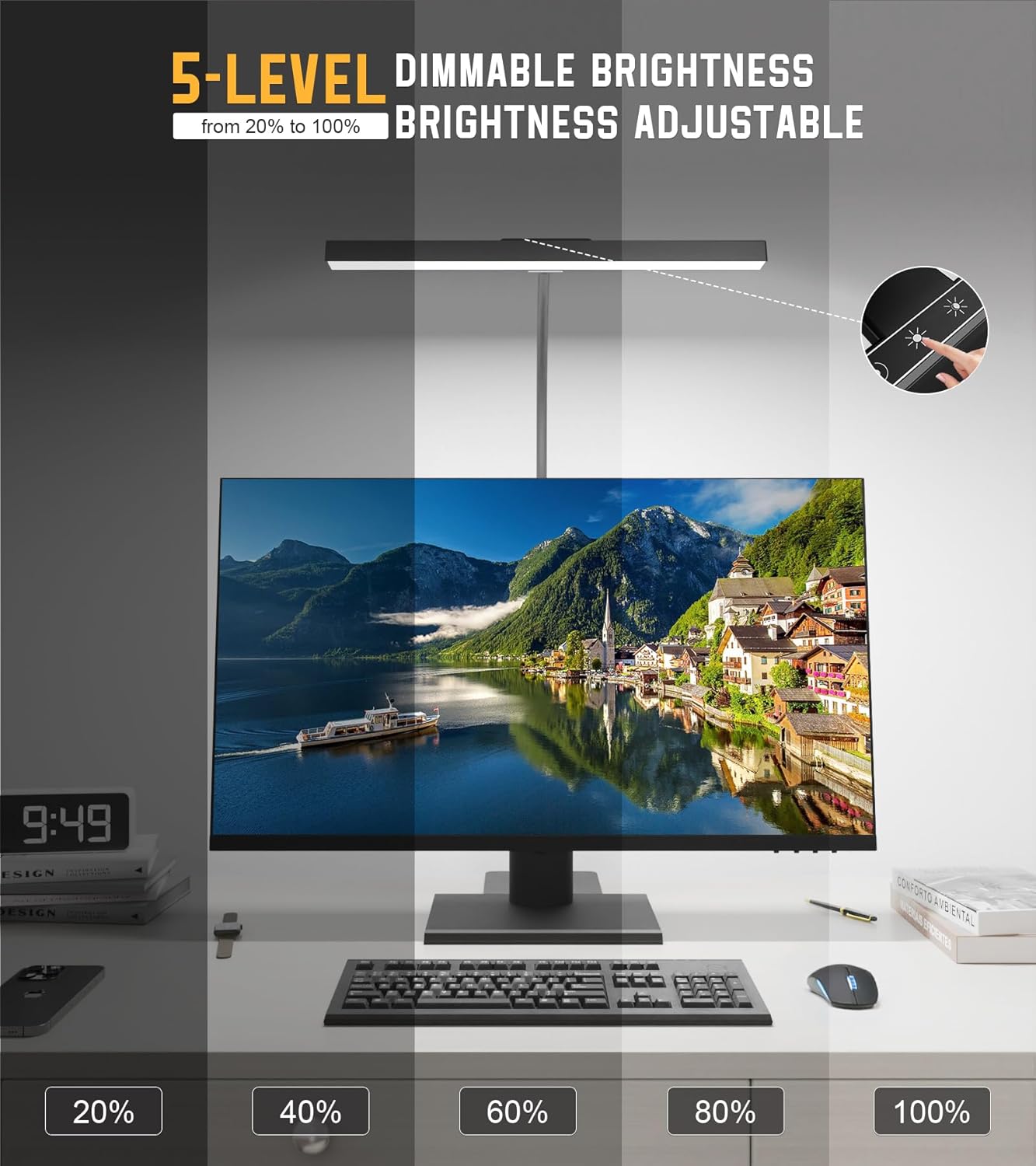 Desk Lamp with Clamp, Eye Caring LED Desk Lamp for Home Office with Gooseneck, Clip on Light with 3 Color Modes for Working, Reading, Drawing