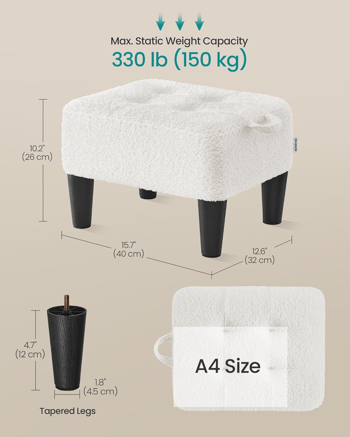 SONGMICS Foot Stool with Legs, Small Footstool Ottoman, Velvet Seat with Thick Cushion, for Living Room, Bedroom, Entryway, 330 lb Weight Capacity, Jelly Pink ULOM501R01