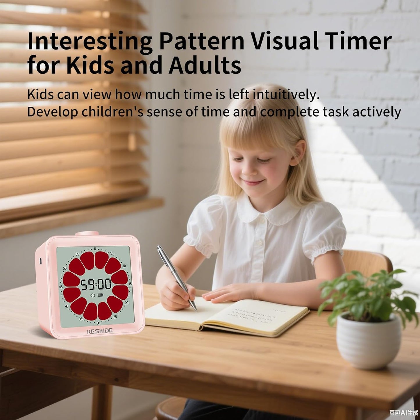 Visual Timer for Kids and Adults,LCD Digital 60-Minute Countdown Timer Silent Classroom Timer, Time Management Tool for Home, School, or Work
