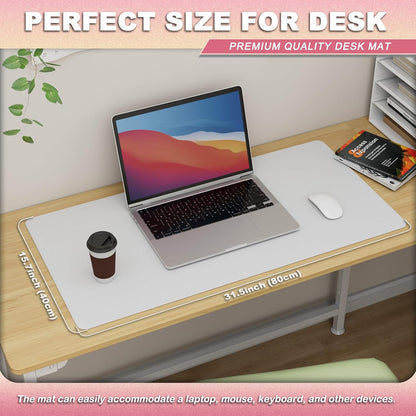 K KNODEL Leather Desk Pad Protector, Office Desk Mat, Large PVC Leather Desk Blotter, Non-Slip Mouse Pad (Dark Brown, 15.7" x 31.5")