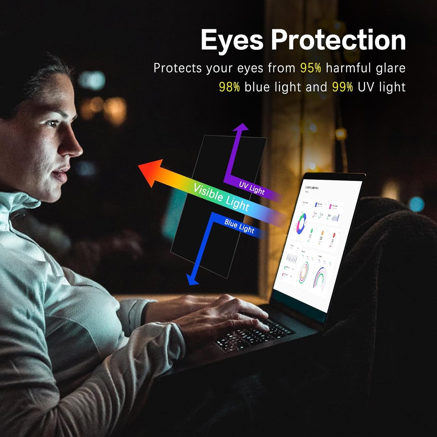 Laptop Privacy Screen 14 Inch 16:9 Aspect Ratio, Laptop Screen Privacy Shield Compatible With Lenovo Hp Dell Acer Asus Thinkpad Envy Xps, Removable Anti Glare Blue Light Computer Filter Protector
