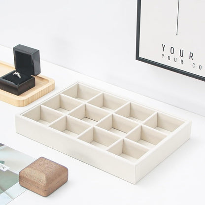 Bedside Organizer - Multi-use Holder for Desk Drawer, Nightstand, Desktop - Catchall Tray for Jewelry, Sunglasses, Phone, Watch, Perfume, Lipstick (Beige 5Grid)