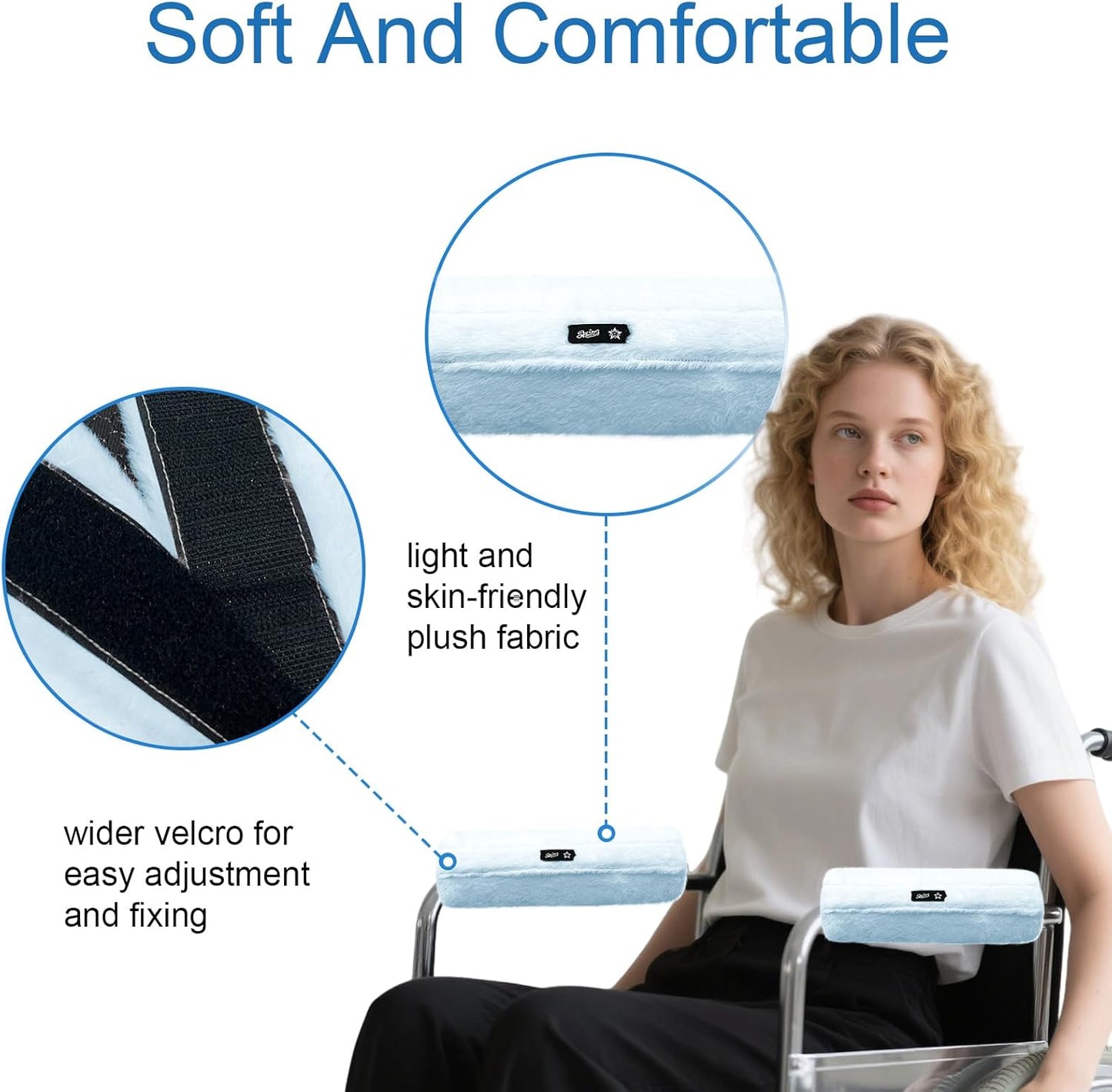 SPRING SEAON Wheelchair Armrest Covers 2 Pack Soft Memory Foam Wheelchair armrest Pads Wicking Washable for Office Transport Chair (Black)