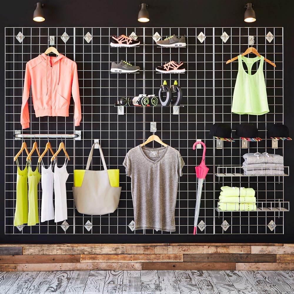 Grid Wall Commercial Grade Gridwall Panels – Heavy Duty Grid Panel for Any Retail Display Wall Grid 2' Width x 6' Height, White (Pack of 3)
