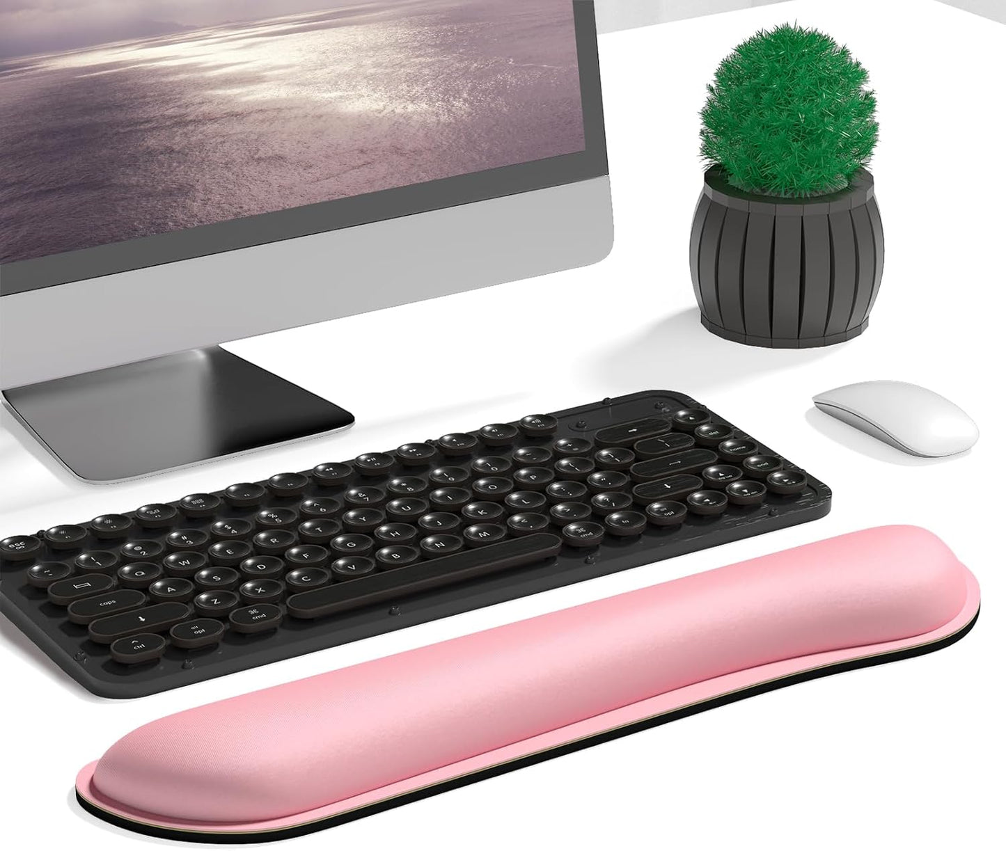 Dapesuom Enlarge Keyboard Wrist Rest, Memory Foam Keyboard Wrist Cushion for Computer Desk Mats Support, Pain Relief Ergonomic Mouse Pad Rests with Non-Slip Base for Gaming, Laptop, Radiant Orchid