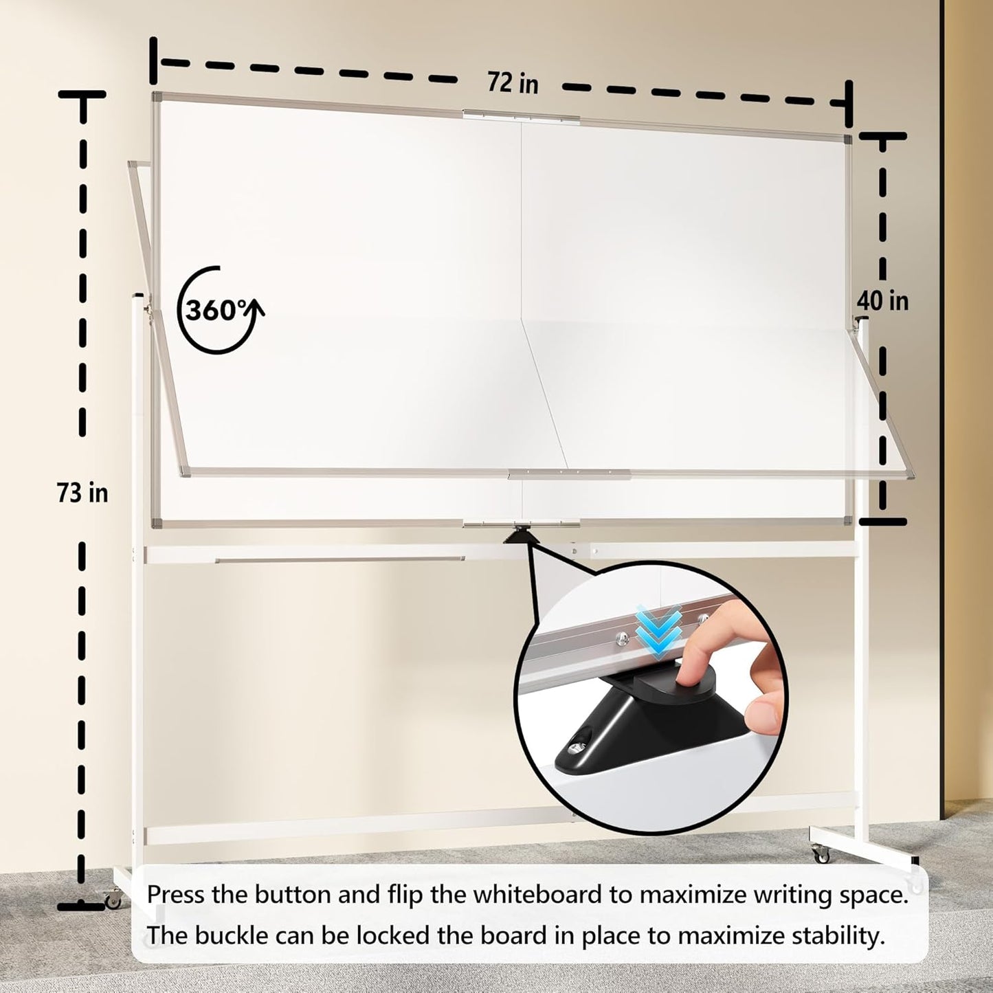 Large Whiteboard Easel with Stand, 36" x 24" Portable Standing Magnetic Dry Erase White Board, 3' x 2' Tripod Height Adjustable Flip Chart Easel for Home Office Classroom School, Silver