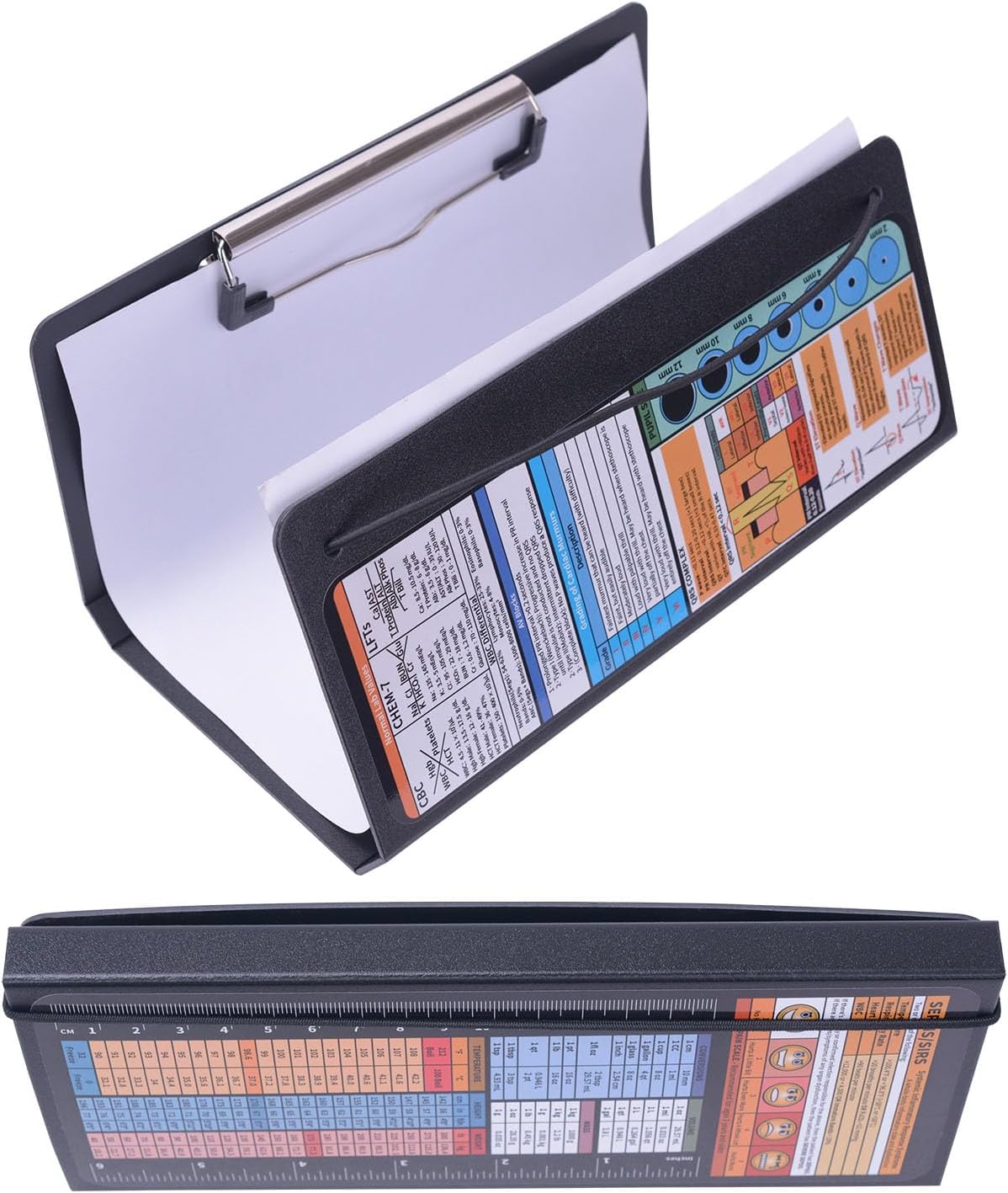 CGPAPnunu Nursing Clipboard Foldable-2Packs-Nurse Clipboards-Foldable-Folding-Folder-Medical Clipboard-Pocket Size-6Medical Cheat Sheet-Fits for Medical Staff-Plastic-Black