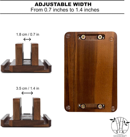 S&A WOODCRAFT 3 Slots Bamboo Wood Vertical Laptop Stand, Adjustable Wooden Laptop Holder, Non-Slip Laptop Dock Compatible with Apple MacBook, Microsoft Surface, Gaming Laptops, IPad, Tablets