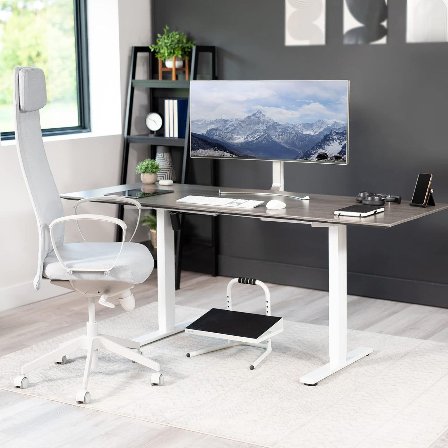 VIVO Ergonomic Height Adjustable Foot Rest Relief Platform, Elevated Stool for Comfortable Sit to Stand Workstation, Non-Slip Surface, Portable, Home Office Classroom Use, Black, STAND-FT01