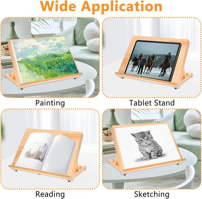 2PCS Tabletop Easel for Painting 17.7"x11.8" Adjustable Angle Portable Easel Tabletop Wooden Easel Stand for Canvas Book Artwords Display