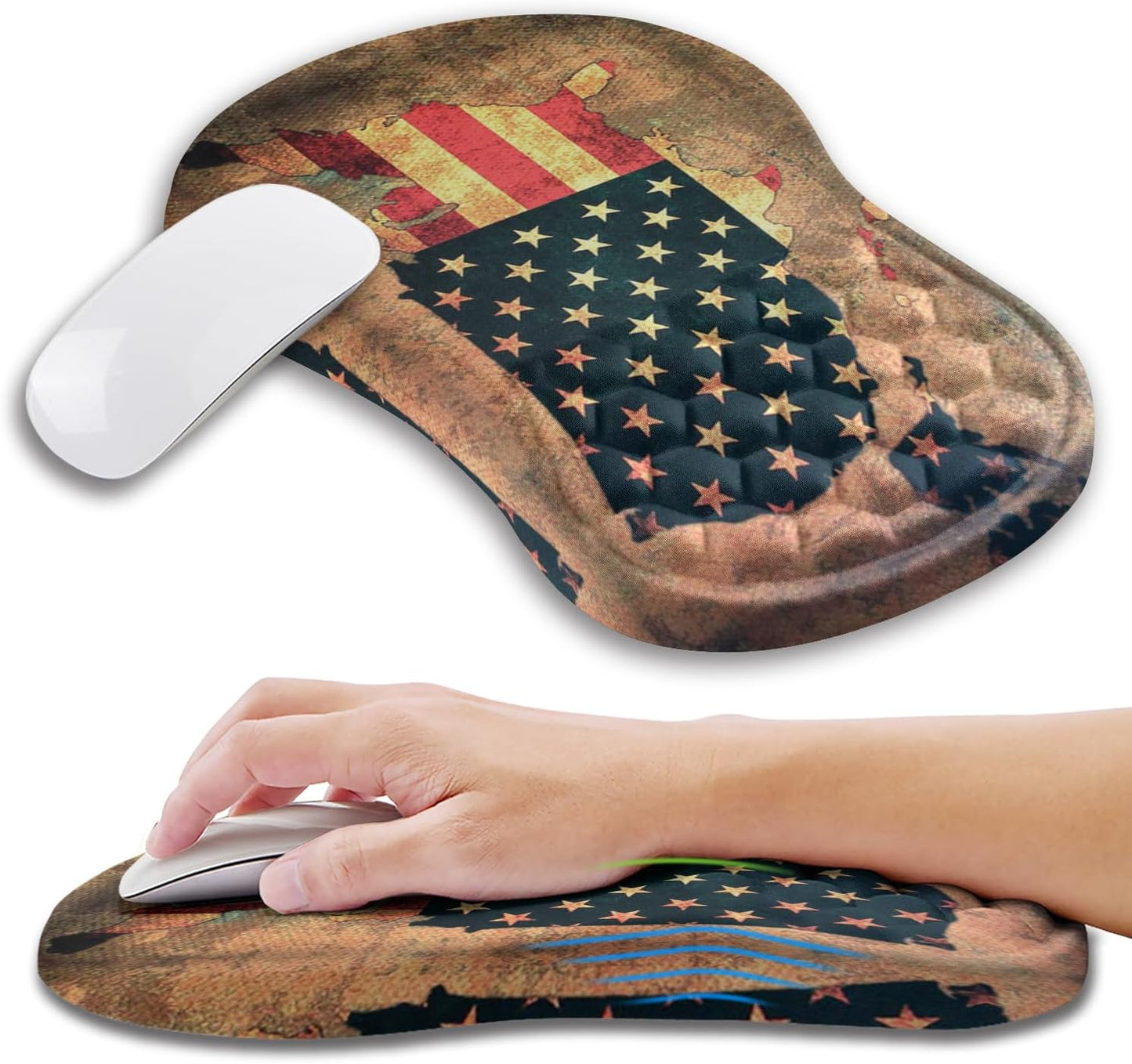 Ergonomic Mouse Pad Wrist Support with Memory Foam Massage Bulge, Carpal Tunnel Pain Relief Mousepad Wrist Rest for Mouse(12x8 inch, Silver Gray Light Purple)