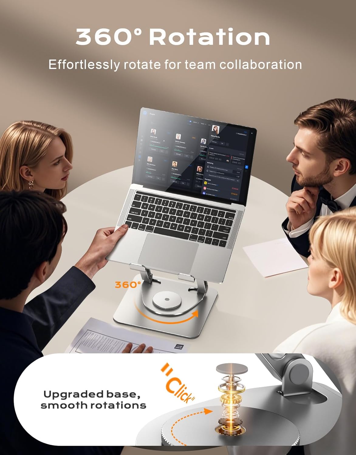 RIWUCT 360° Rotatable Laptop Stand for Desk Adjustable Height, Ergonomic Laptop Riser Holder with Dual-bar Support, Portable Computer Notebook Stand for MacBook Air Pro(10-16"), Gifts for Men/Dad