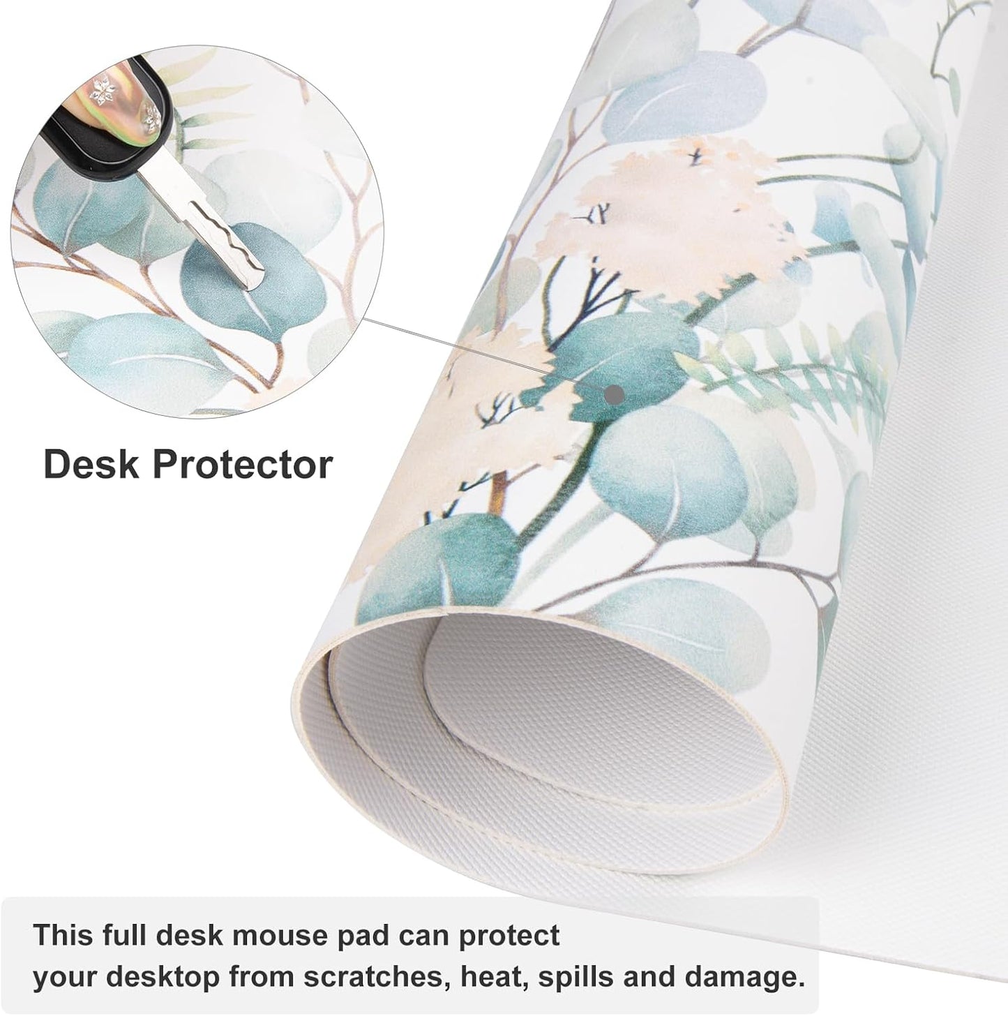 QIYI Large Mouse Pad, Cute Pink Desk Mat for Desktop, Women Girls PU Leather Desk Pad Waterproof Gaming Mousepad, Rose Gold Marble Computer Protector Writing Pad for School Office Home 31.5" x 15.7"