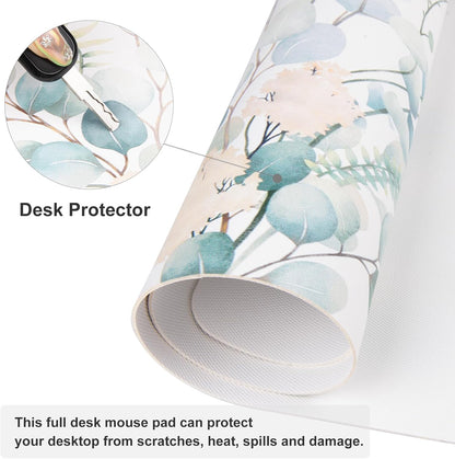 QIYI Large Mouse Pad, Cute Pink Desk Mat for Desktop, Women Girls PU Leather Desk Pad Waterproof Gaming Mousepad, Rose Gold Marble Computer Protector Writing Pad for School Office Home 31.5" x 15.7"